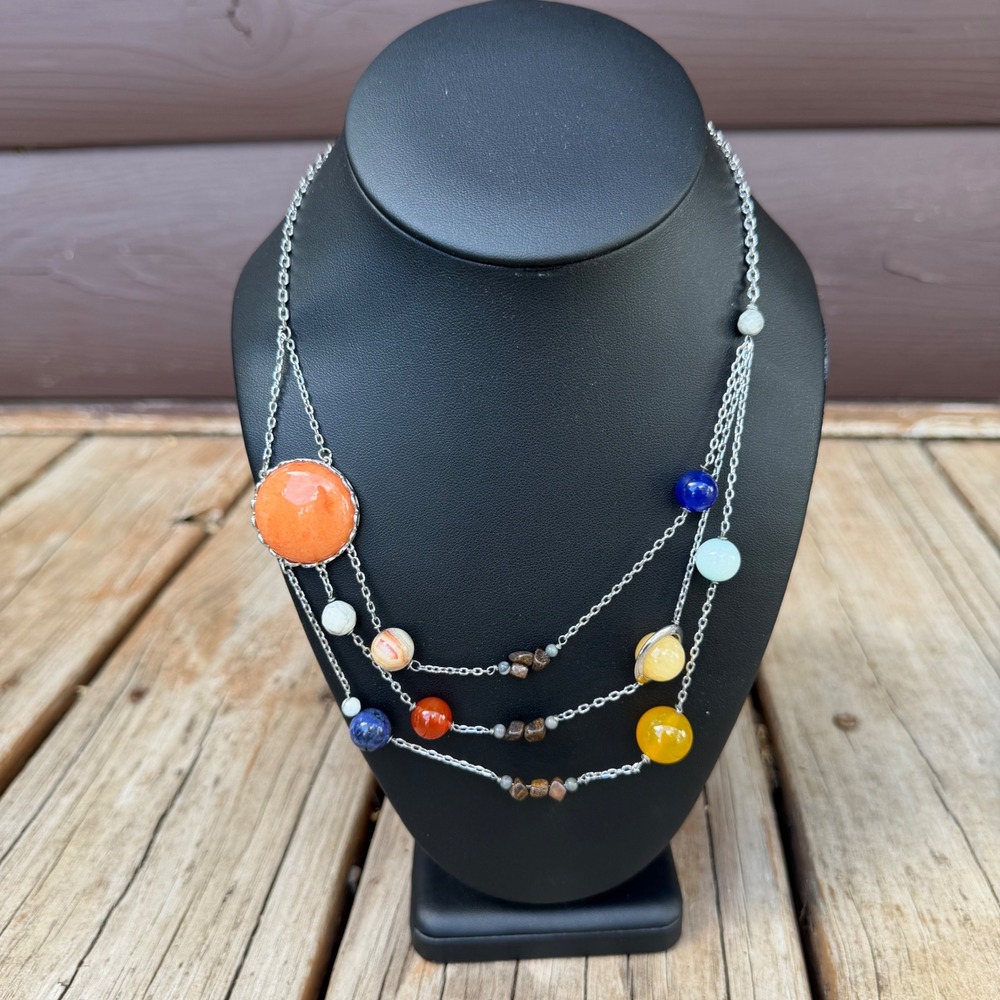 ThinkGeek 2017 Solar System Planet Necklace Whimsigoth Celestial Layered Chain